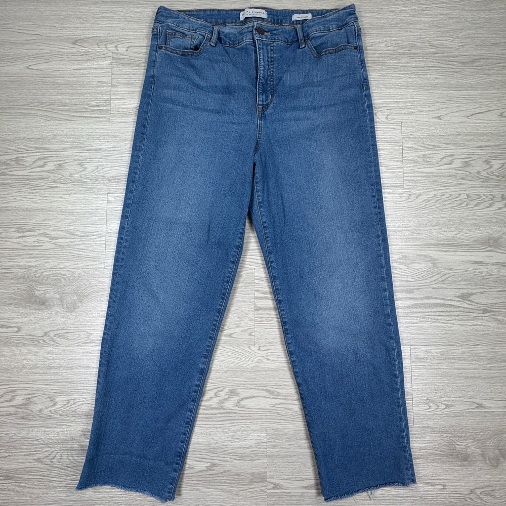 Social Standard Sanctuary Womens Slim Straight Jeans Blue 14/32 Raw Hem Stretch
